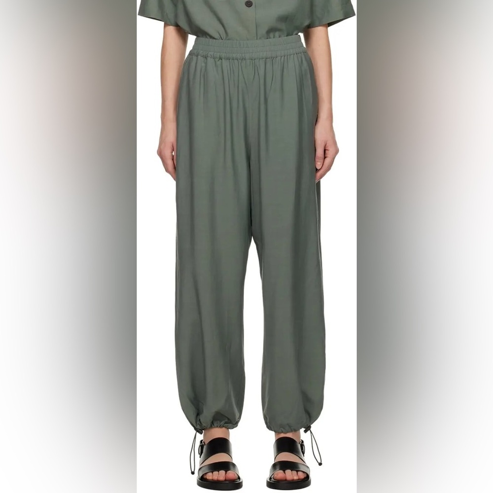 Studio Nicholson Gia Tapered Drawstring Trouser green 10 large FLAWED drawstring